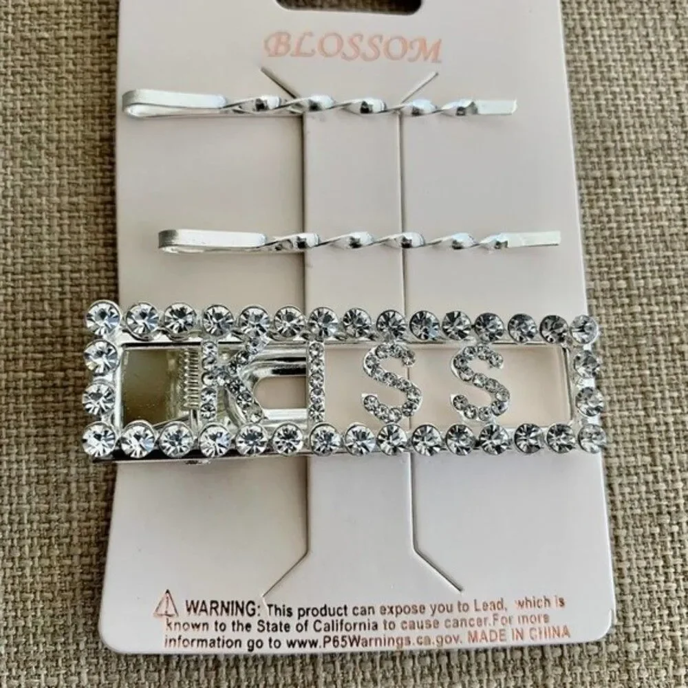 Hair clips fashion pins Rhinestone Silver Deco Hair Clips 